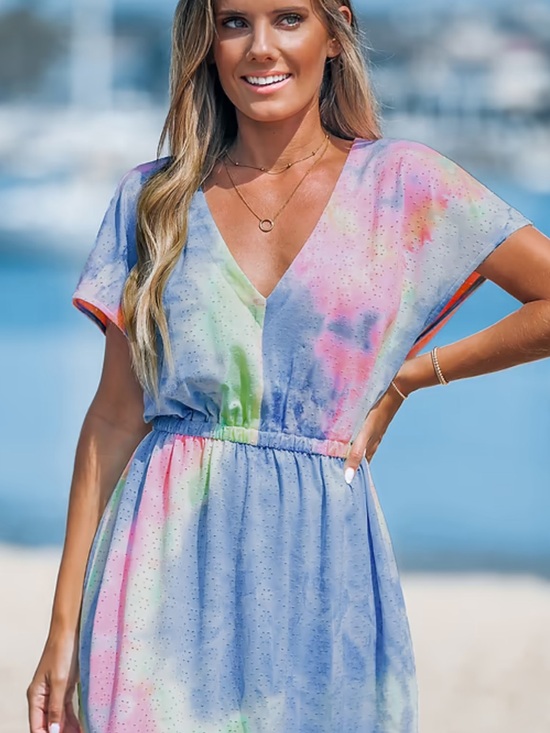 Cupshe Dresses & Skirts - Cupshe Pastel Tie-Dye Midi Dress in Blue, Pink & Green